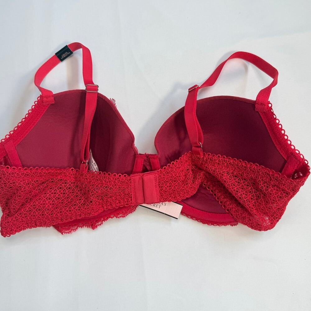 Victoria’s Secret Dream Angels Bra Set 36C M Red Black Lace Demi Cheeky NWT - Picture 5 of 9